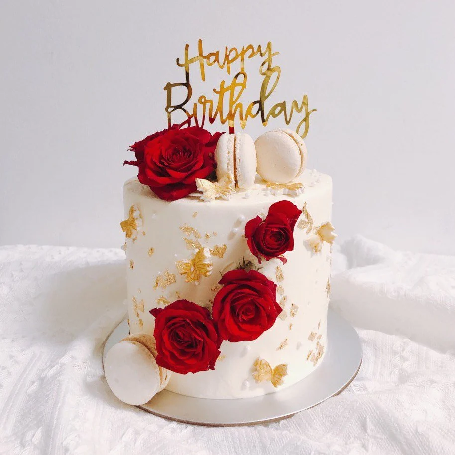 Birthday Cake With Roses Happy Birthday Cake With Red Roses