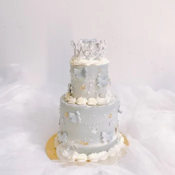 Petite 2-Tier Grey Butterflies Cake | Mini Cake