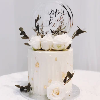 Minimalist White Rustic Floral | Wedding Cake Singapore