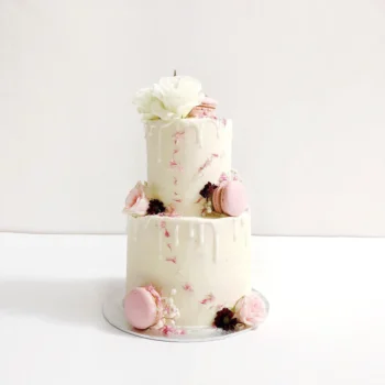 Pink Drips Floral Cake | Two Tier Custom Cake