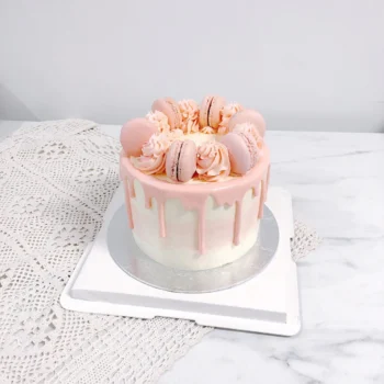 Pastel Drip Pink Macaron Cake | Customised Cake