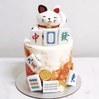 Lucky Fortune Cat x Mahjong Tiles Cake (招き猫) | Best Customisation Cake Shop