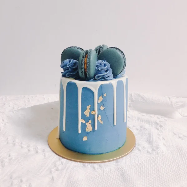 Navy Blue Drips Cake x Golds | Customised Cake