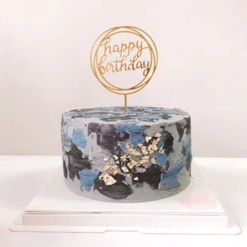 Abstract Painted Navy Gold Cake | Best Birthday Cake
