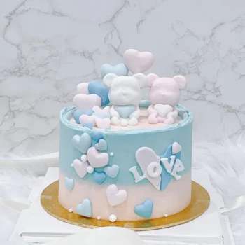 Gender Reveal - Bear x Heart Love Cake | Best Cake Shop