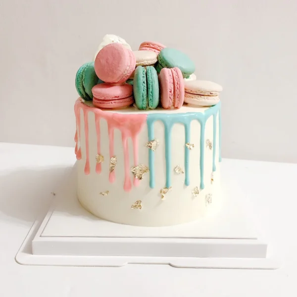 Gender Reveal Macarons Overloaded Cake | Best Cake Shop
