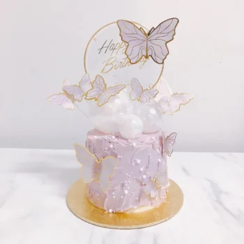 Soft Purple Butterflies Cake | Online Cake Delivery