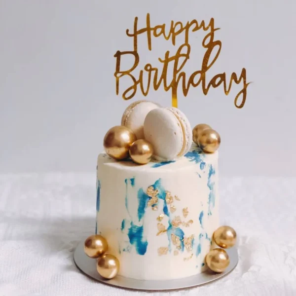 Abstract Blue x Gold Cake | Best Customisation Cake Shop