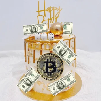 Bitcoin x USD Dollars Gold Themed Cake | Best Birthday Cake