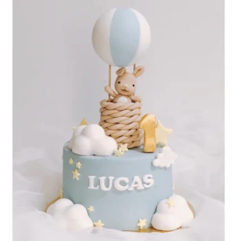 Blue Hot Air Balloon Bunny Cake | Best Online Bakery In Singapore