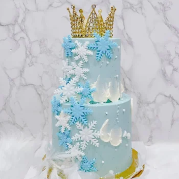 Winter Snow Enchanted Two Tier Crown Cake | Online Cake Delivery