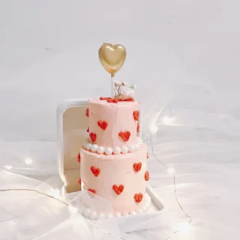 Two Tier Pink Hearts - Jewelry Mini Cake | Best Cake Shop