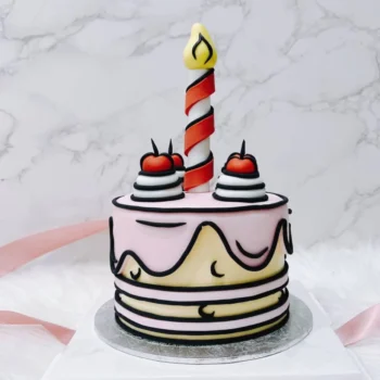 (2D Comic Cake) Yellow Confetti Cake | Birthday Cake For Girl
