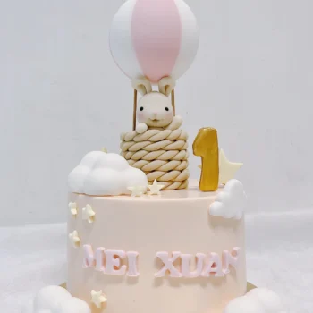 Pink Hot Air Balloon Bunny Cake | Best Customisation Cake Shop