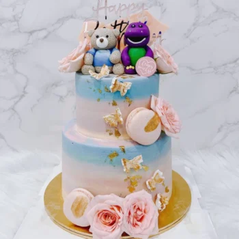 Pastel Butterflies - Barney x Bear Cake | Birthday Cake Delivery