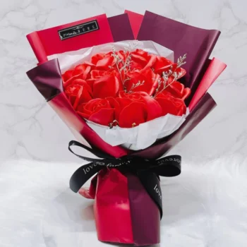 Elegant Red Roses Bouquet | 21st Birthday Cake