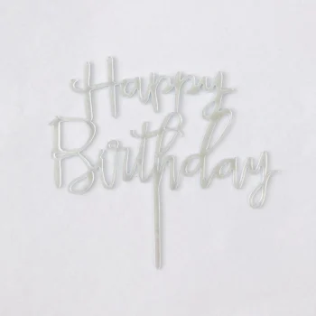 Happy Birthday Cake Topper - Silver | Best Customisation Cake Shop