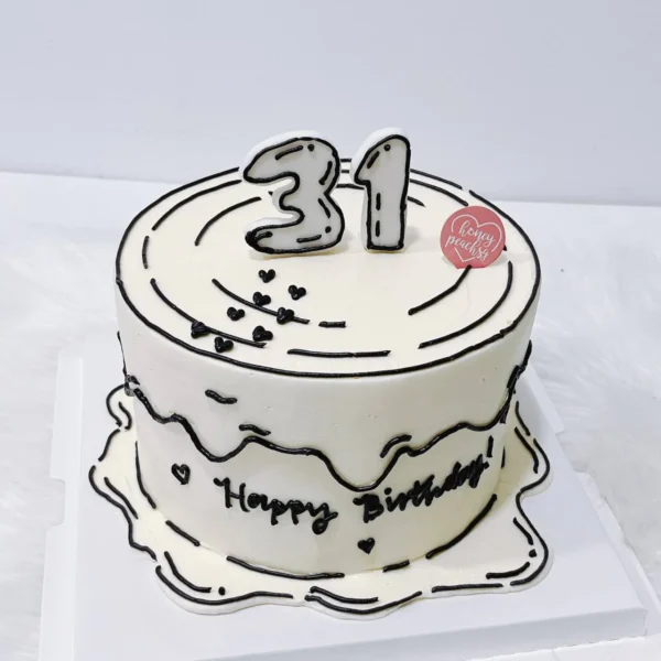 (2D Comic Cake) White Confetti Cake | Best Customisation Cake Shop