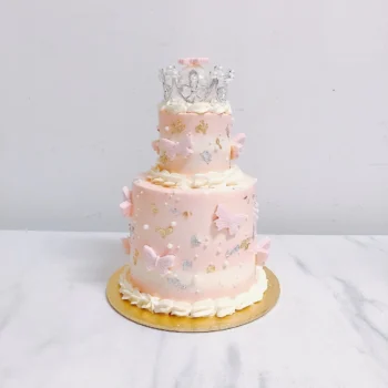 Petite 2-Tier Pink Butterflies Cake | Best Online Bakery In Singapore