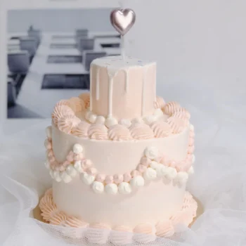 Korean Style - Petite Two-Tiered Pink Swirl Cake | Best Online Bakery In Singapore