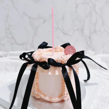 Korean Ribbon Cake (Black x Pink) | Online Cake Delivery
