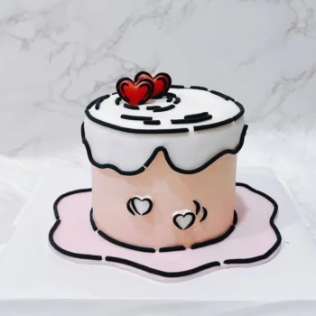 (2D Comic Cake) Pink Heart | Best Bakery in Singapore