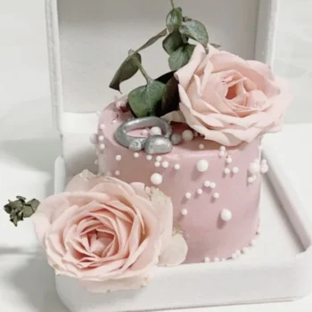Silver Wedding Ring Pearl Cake - Jewelry Mini Cake