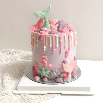Violet x Teal Mermaid Drips Cake