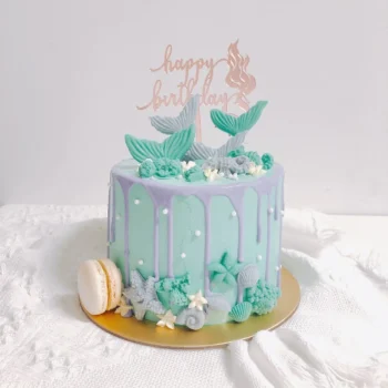 Purple and Turquoise Mermaid Cake