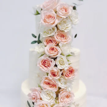 Romantic Florals Flow Wedding Three Tier Cake | Best Cake in Singapore