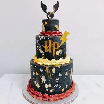 Harry Potter Elegant Black Three Tiered Cake