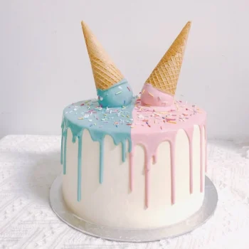 Gender Reveal - Icecream Drips Cake | Cupcake Delivery Singapore