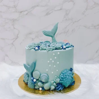 Baby Blue Mermaid Tail Cake