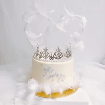 Silver Princess Crown Feather Cake
