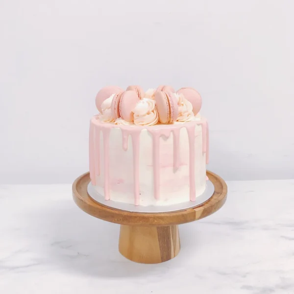 Classic Pink Macarons Drip Cake | Best Birthday Cake in Singapore