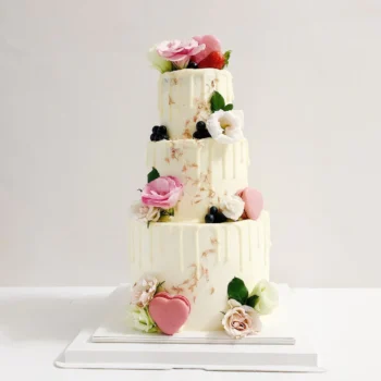 Everlasting Enchanted Floral Three Tier Wedding Cake