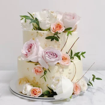 Garden Themed Fresh Florals Wedding Cake