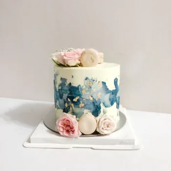 Navy Splash Floral Cake
