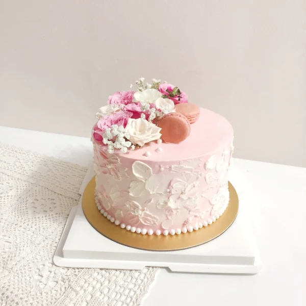 Princess Pink Painted Florals x Pearls Cake