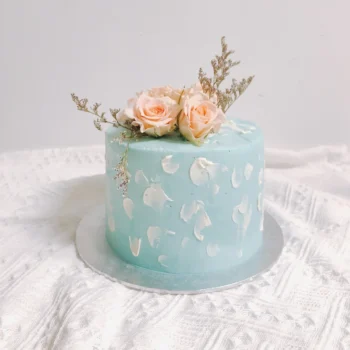 Baby Blue Painted Floral Cake | Cakes and Desserts