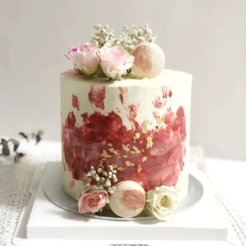 Red Abstract Floral Cake