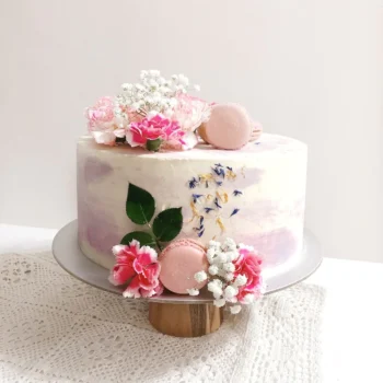 Watercolor Lilac Purple Flower Cake