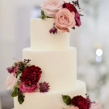 Romance Deep Jewel Tone Wedding Cake - Three Tier