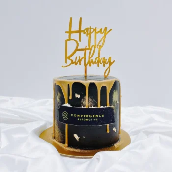 Minimalist Corporate Logo Black x Gold Cake