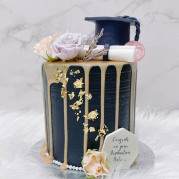 Gold Drips Graduation Cake