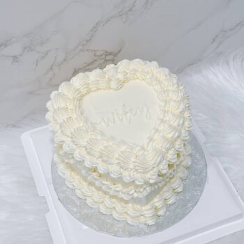 Beige White Heart Shape Cake