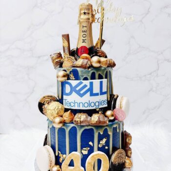 Corporate Champagne Navy Gold Cake