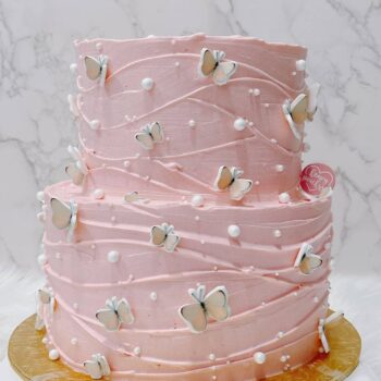 Pink Pearl Butterflies Cake