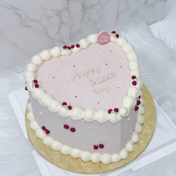 Pink Cherries Cake [Heart Shape]