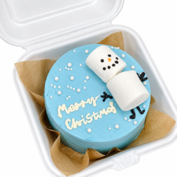 Blue Snowman Bento Christmas Cake